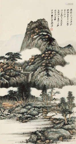 张大千（1899～1983） 辛卯（1951）年作 溪山深秀 镜片 设色纸本