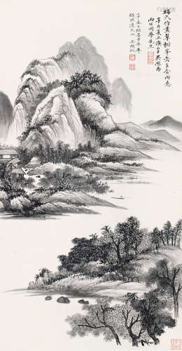 吴湖帆（1894～1968） 壬申（1932）年作 草树峰峦 立轴 水墨纸本