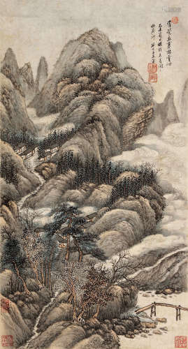 王翚（1632～1717） 乙未（1715）年作 寒林云岫 立轴 设色纸本