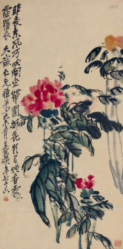 吴昌硕（1844～1927） 己未（1919）年作 富贵牡丹 立轴 设色纸本