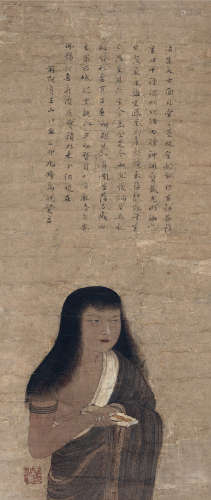月江正印（1268～1351） 绳衣文殊菩萨 立轴 设色纸本