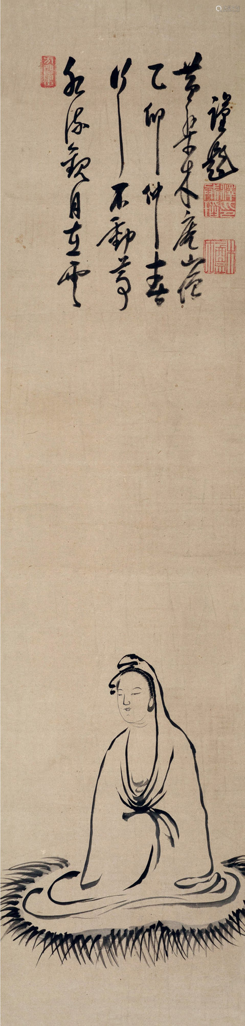 释木庵(1611~1684) 乙卯(1675)年作 观世音像 立轴 水墨纸本