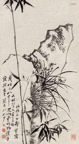 郑板桥（1693～1765） 兰竹石图 立轴 水墨纸本