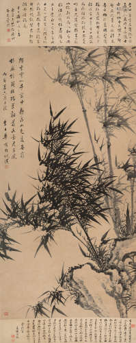李日华（1565～1635） 丙寅（1626）年作 曳竹 立轴 水墨纸本