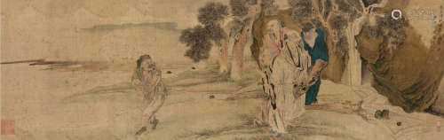 顾见龙（1606～1687后） 癸丑（1673）年作 商山四皓图 横批 设色绢本
