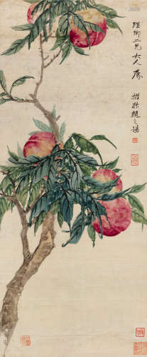 赵之谦（1829～1884） 桃寿图 镜片 设色绢本