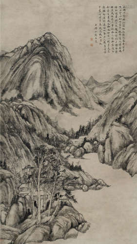 王宸（1720～1797） 辛未（1751）年作 山明川静 镜片 水墨纸本