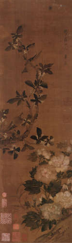 华嵒（1682～1756） 芙蓉花开 立轴 设色绢本