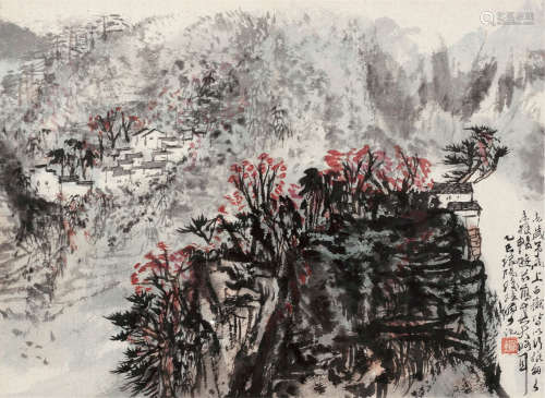 陆俨少（1909～1993） 乙巳（1965）年作 白岳风光 镜框 设色纸本