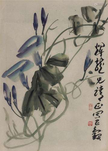 周昌谷（1929～1986） 牵牛花 镜框 设色纸本