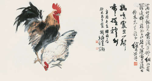 刘继卣（1918～1983） 双吉 镜片 设色纸本