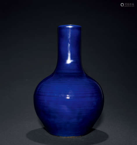 清 霁蓝釉直口瓶