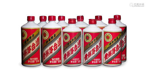 1980-1989年贵州茅台酒（各年份一瓶礼盒装）红木礼盒装