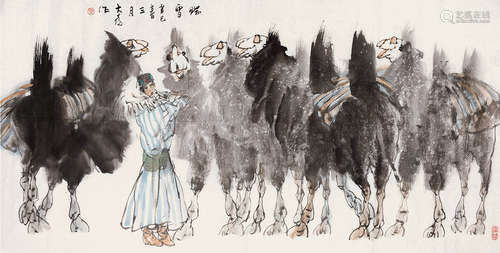 刘大为（b.1945） 辛巳（2001）年作 瑞雪 镜片 设色纸本