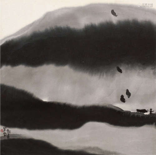 贾又福（b.1942） 云山放趣 镜片 水墨纸本