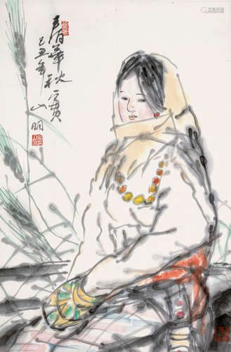 吴山明（b.1941） 己丑（2009）年作 春华秋实 立轴 设色纸本