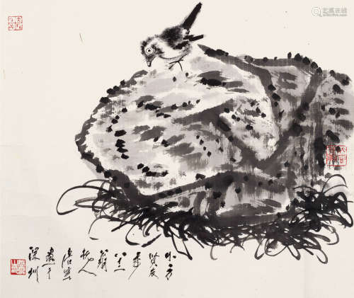 唐云（1910～1993） 拟八大笔意 镜片 水墨纸本