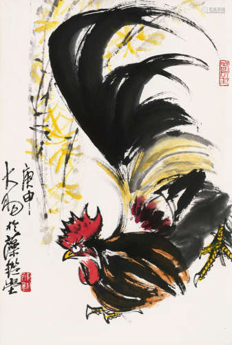 陈大羽（1912～2001） 庚申（1980）年作 大吉图 镜片 设色纸本