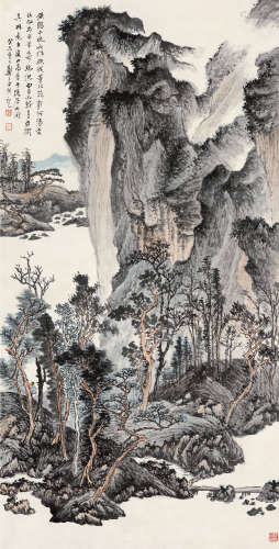 郑午昌（1894～1952） 癸未（1943）年作 溪山寻幽 立轴 设色纸本