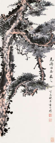方介堪（1901～1987） 丁巳（1977）年作 苍松图 立轴 设色纸本
