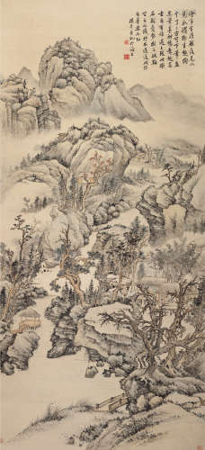 楼辛壶（1880～1950） 茂林丛峦 立轴 设色纸本