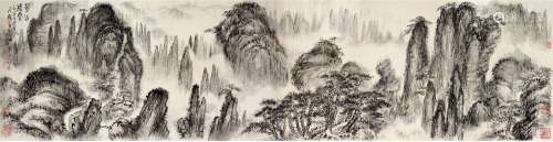 钱瘦铁（1897～1967） 壬寅（1962）年作 黄山松云 镜片 水墨纸本