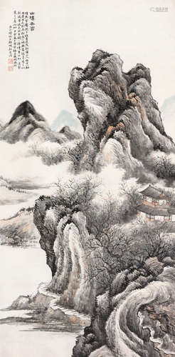 陆恢（1851～1920） 甲寅（1914）年作 山楼香雪 立轴 设色纸本