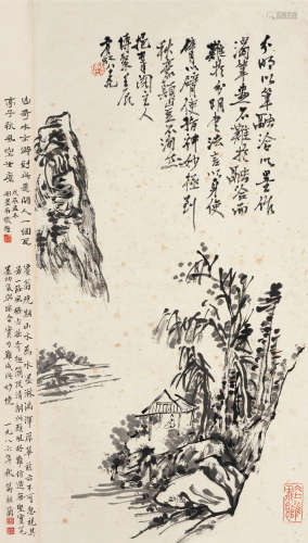 黄宾虹（1865～1955） 壬辰（1952）年作 渴笔山水 立轴 水墨纸本