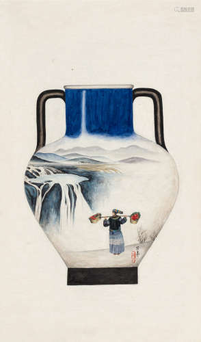 庞薰琹（1906～1985） 大美河山 镜片 设色纸本