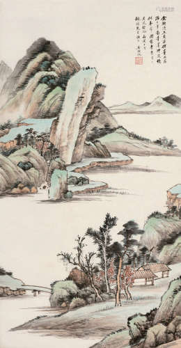 吴湖帆（1894～1968） 丙寅（1926）年作 仿董思翁笔意 立轴 设色纸本
