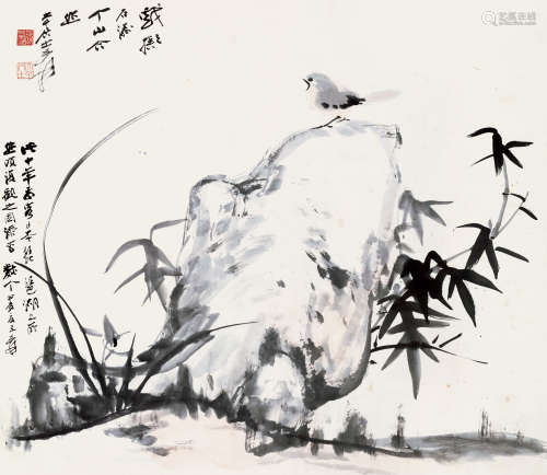 张大千（1899～1983） 幽鸣图 立轴 设色纸本
