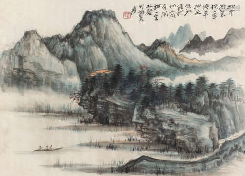 张大千（1899～1983） 松云织翠 镜框 设色纸本