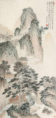溥儒（1896～1963） 溪亭峦烟 立轴 设色纸本