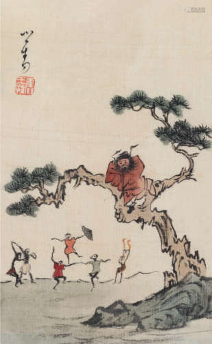 溥儒（1896～1963） 钟馗 镜框 设色绢本
