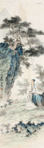 王心竟（1909～1954） 松荫高士 立轴 设色纸本