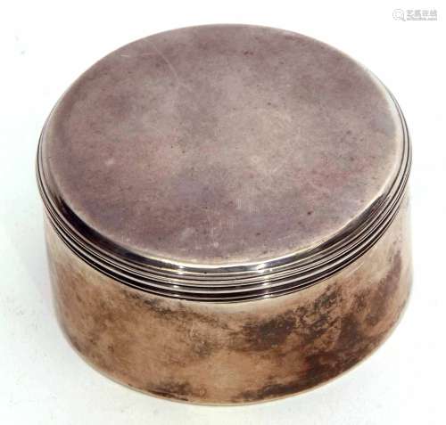 Composite George III circular canister, the pull off cover with applied rim marked for London