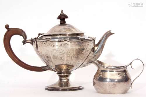 Mixed Lot: comprising a George VI bachelor's tea pot of faceted circular form with hinged and