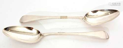 Two George III Old English thread pattern table spoons, length 22cm, combined weight approx