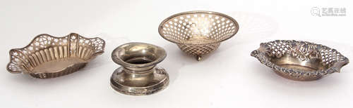 Mixed Lot: comprising three various bon-bon dishes, two of shaped oval form, the third of circular