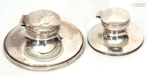 Mixed Lot: comprising two various capstan inkwells, both of typical polished circular form with