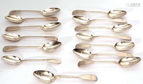 Mixed Lot: comprising eight George IV Fiddle pattern tea spoons, initialled, London 1829, maker's