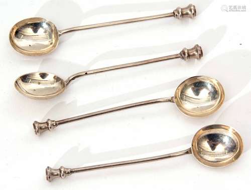 Four George V seal top coffee spoons, combined weight approx 41gms, Birmingham 1928, maker's mark AC