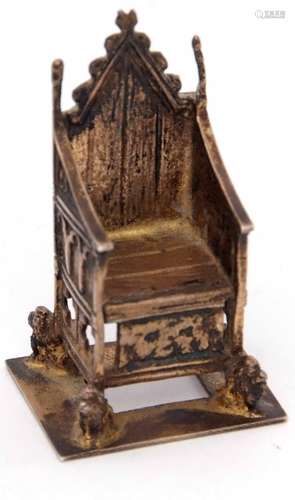 Edward VII silver gilt model of the Throne of Scone, height 5.4cm, weight approx 33gms, London 1901,