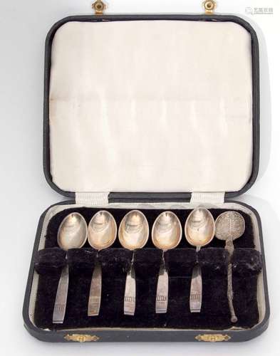 Mixed Lot: comprising five small coffee spoons together with a silver gilt coffee spoon as an