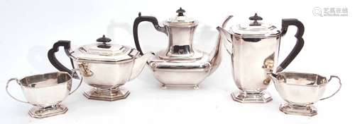 Mixed Lot: comprising an electro-plated four piece tea set comprising tea pot, hot water pot,