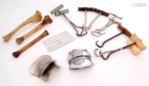 Mixed Lot: comprising a quantity of four matched pairs of boot hooks, three various burnishing