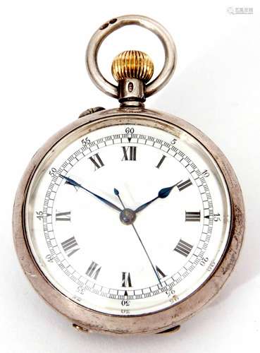 Early 20th century silver cased open face keyless fob watch, Stauffer - Cx de Sends, the frosted