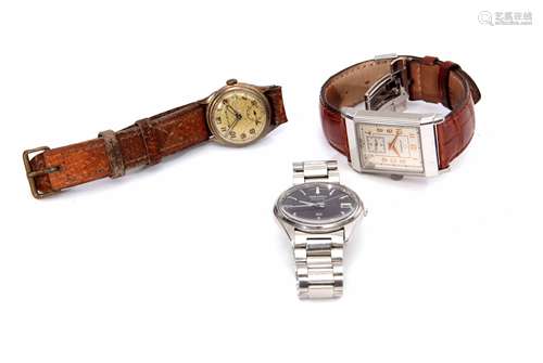 Mixed Lot: comprising a modern stainless steel Eterna wrist watch, the movement (unseen) to a signed