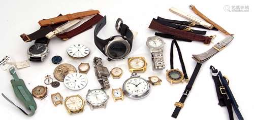 Mixed Lot: comprising various modern wrist watches together with assorted pocket watch parts, cases,