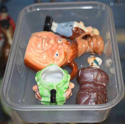 Group of various pottery Toby Jugs including a Doulton John Barleycorn and Sary Gamp, and further